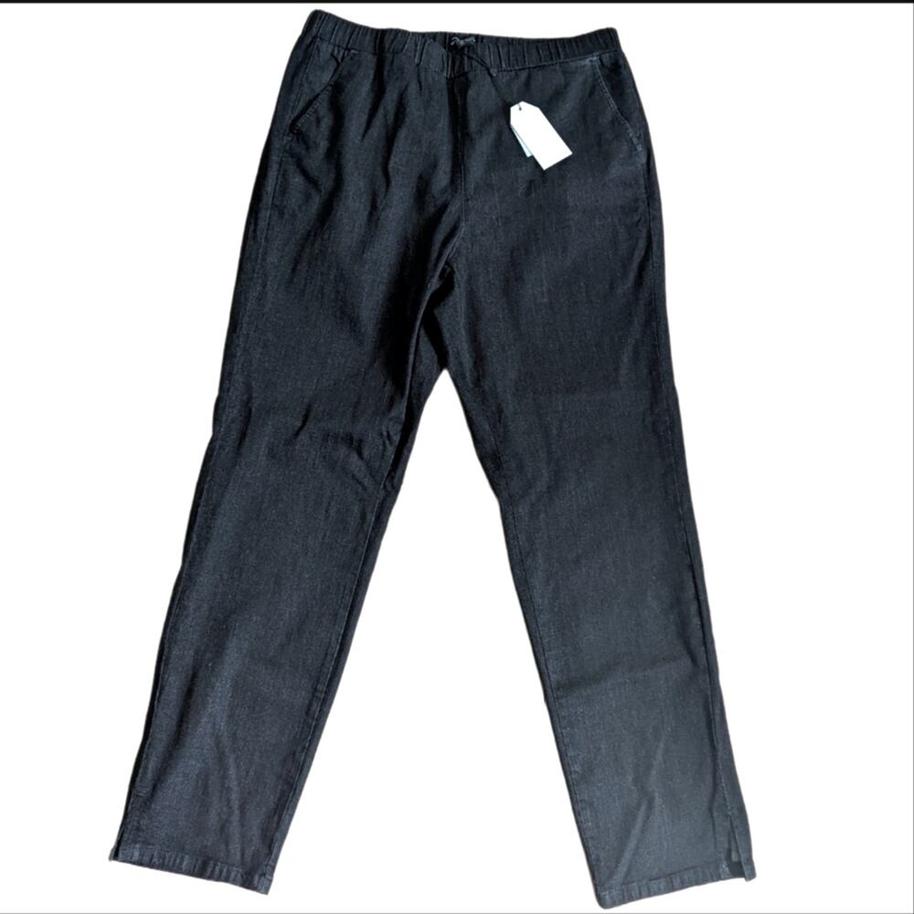 Universal Standard Go Anywhere Pull On Black Denim Straight Leg Comfy Pants NWT